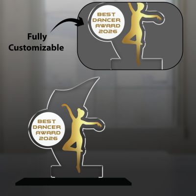 Personalized Best Dancer Award Dance Achievement Recognition Gift for Dancers, Students & Teacher UV Printed Acrylic Award Trophy (Best Dancer Trophy)